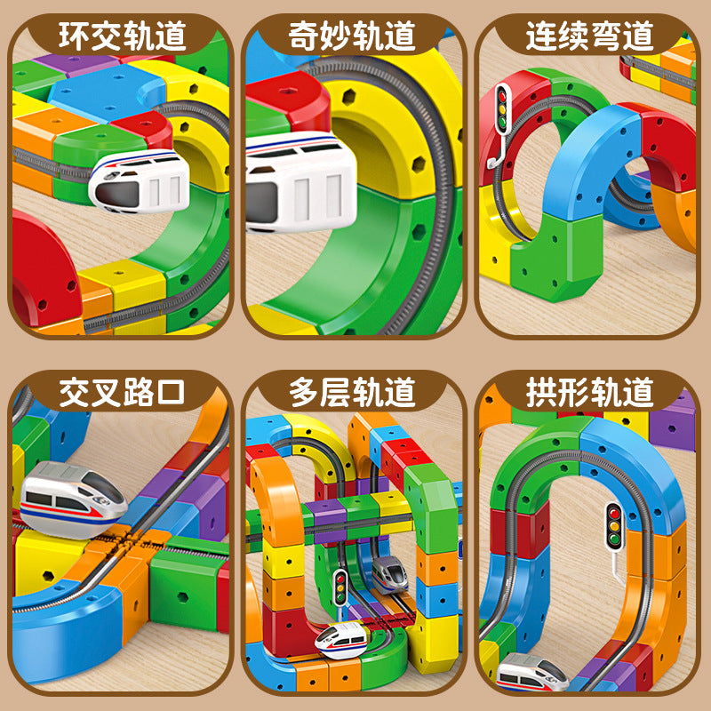 Children's Magic Magnetic Track Car 3D Magnetic Multi-Assembly Building Block Toy Anti-Gravity Electric Track Train