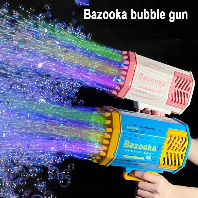 40Holes Electric Bubble Gun Automatic Gatling Bazooka Bubble Machine With Light Children Outdoor Soap Bubble Blowing Toys