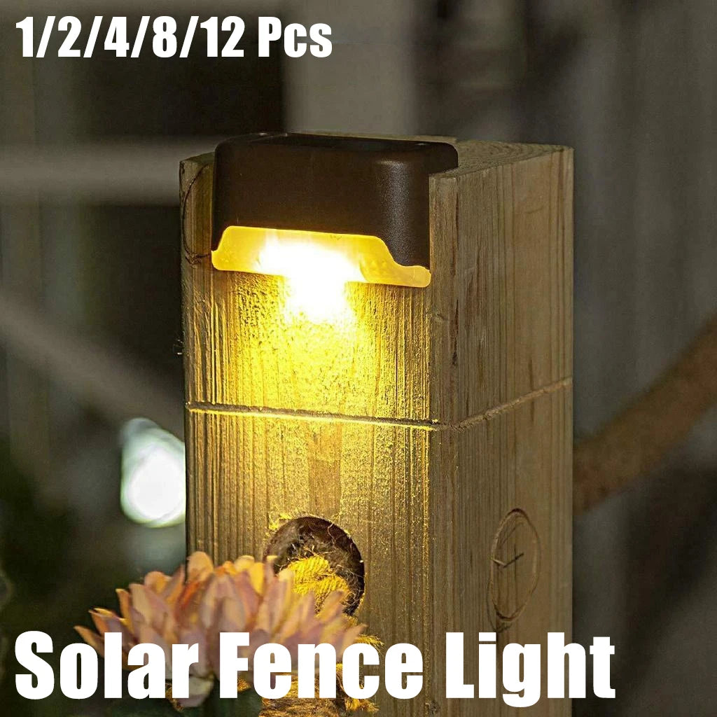 1/4/8/12 Pcs Solar Fence Light Courtyard Fence Decoration Lamp Multicolor LED Illumination for Stairs or Garden Exterior Wall