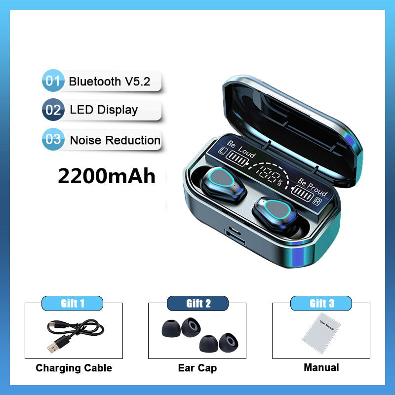 Wireless Earphones 3500mAh Charging Box Stereo 5.2 Bluetooth Headphones In-Ear Earbuds